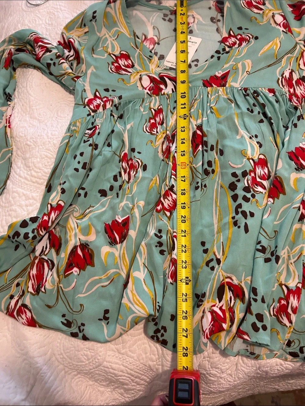Free People Sage Bella Boho Floral V-Neck Swing Tunic Size XS